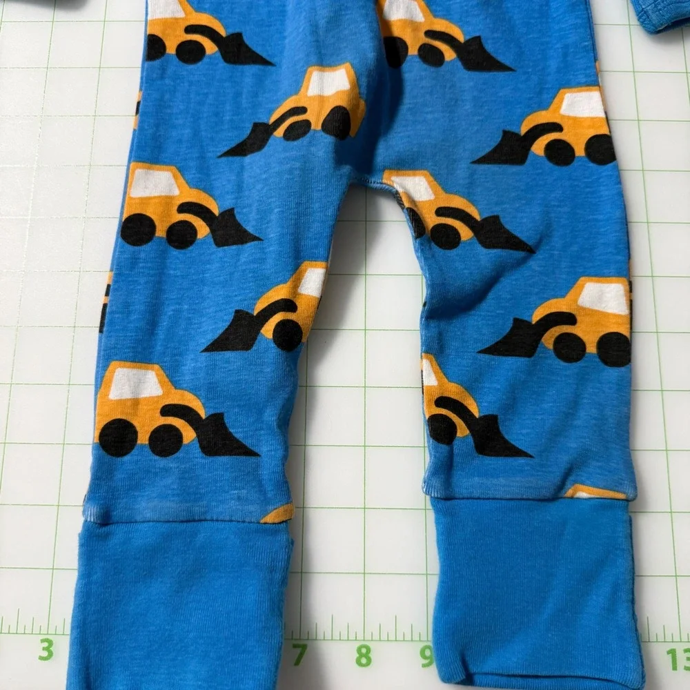 Monica + Andy Boys Construction Truck Blue double Zip Footie Pajamas 6-9 months